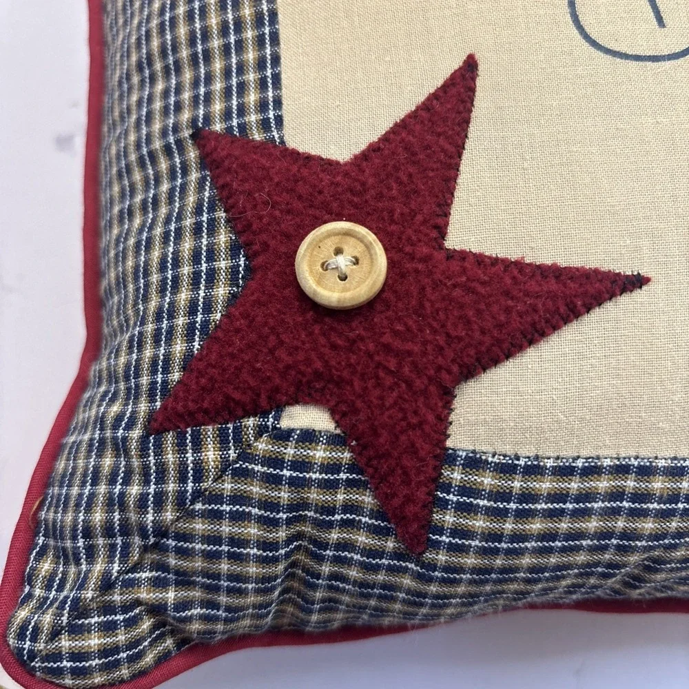 Embroidered Felt Stars Patriotic Inspired Pillow God Bless‎ America 14x10